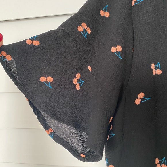 Cherry Print Faux Wrap Dress - Picture 7 of 10